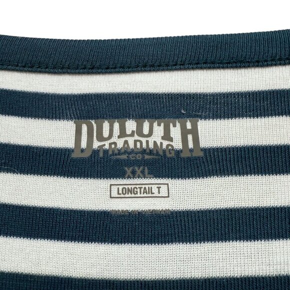 DULUTH TRADING CO. Striped Tee XXL Teal Blue Cotton Womens Top NWT Nautical - Picture 6 of 8